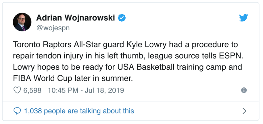 Mỹ thiệt quân trước FIBA World Cup 2019, thương binh Kyle Lowry sẽ nỗ lực tái xuất kịp thời